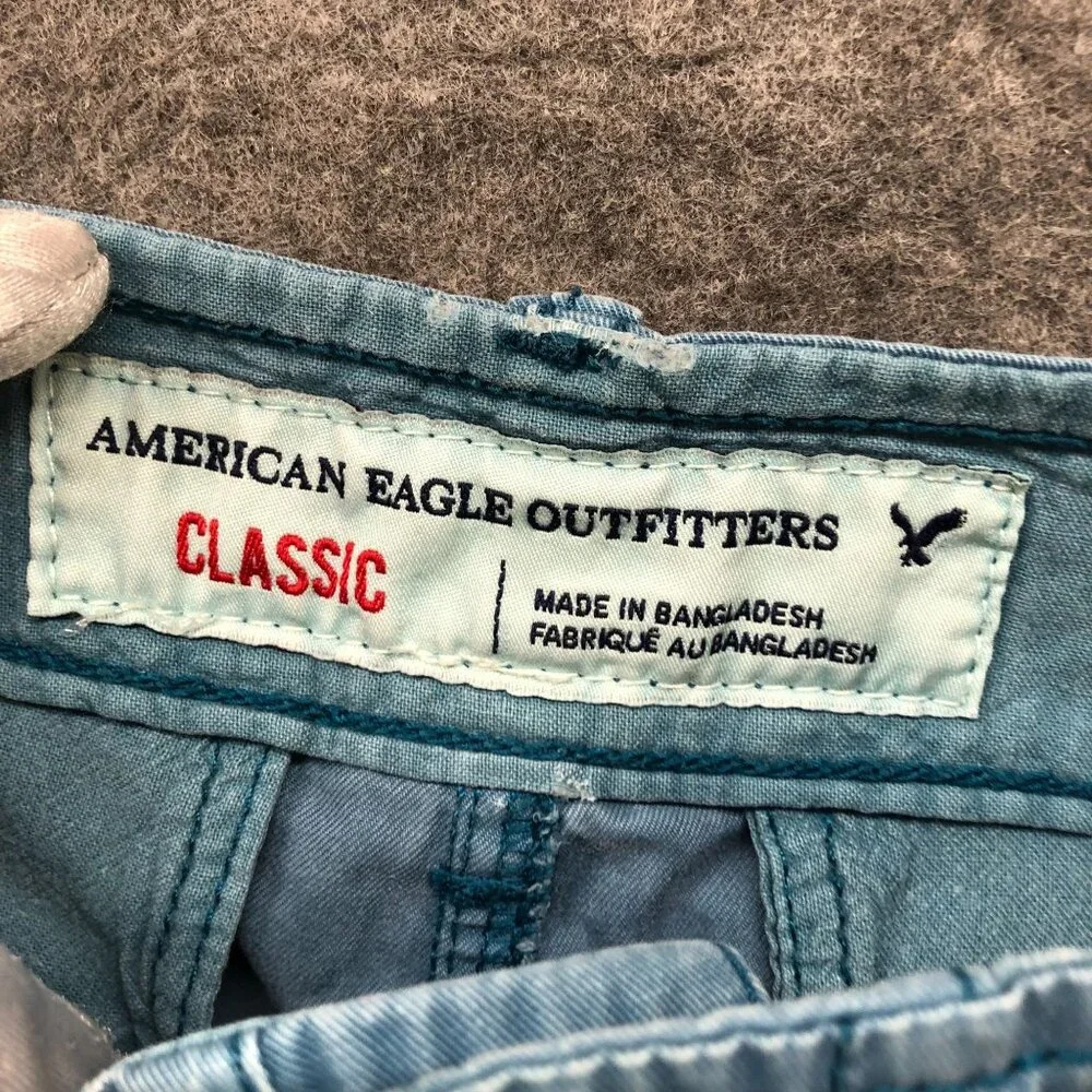 American Eagle Classic Fit Chino Shorts Mens Size 30 Light Blue‎ 10'' Inseam